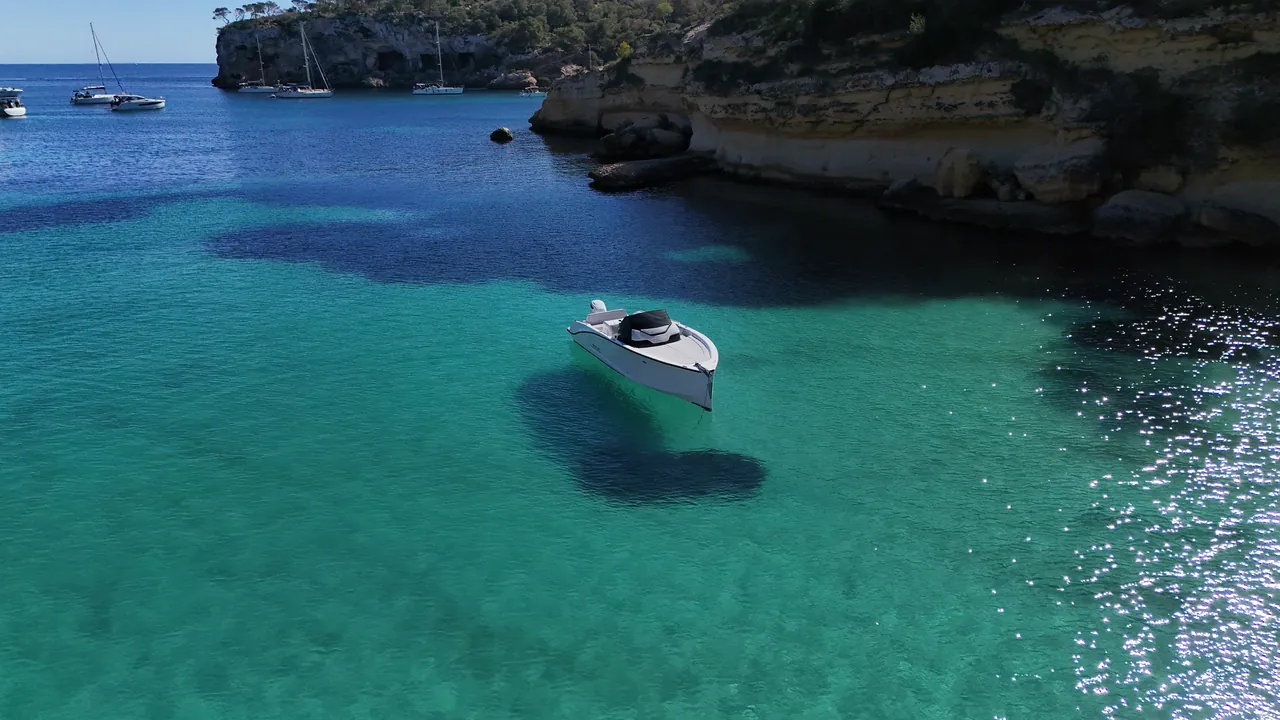 Promotor motorboat by the coast